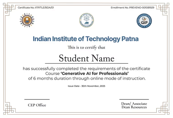 IIT Patna certificate - Data Analytics & Visualization